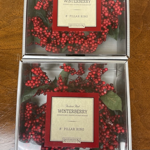 restoration hardware set of 2 8" candle Red berry wreaths - Picture 4 of 4